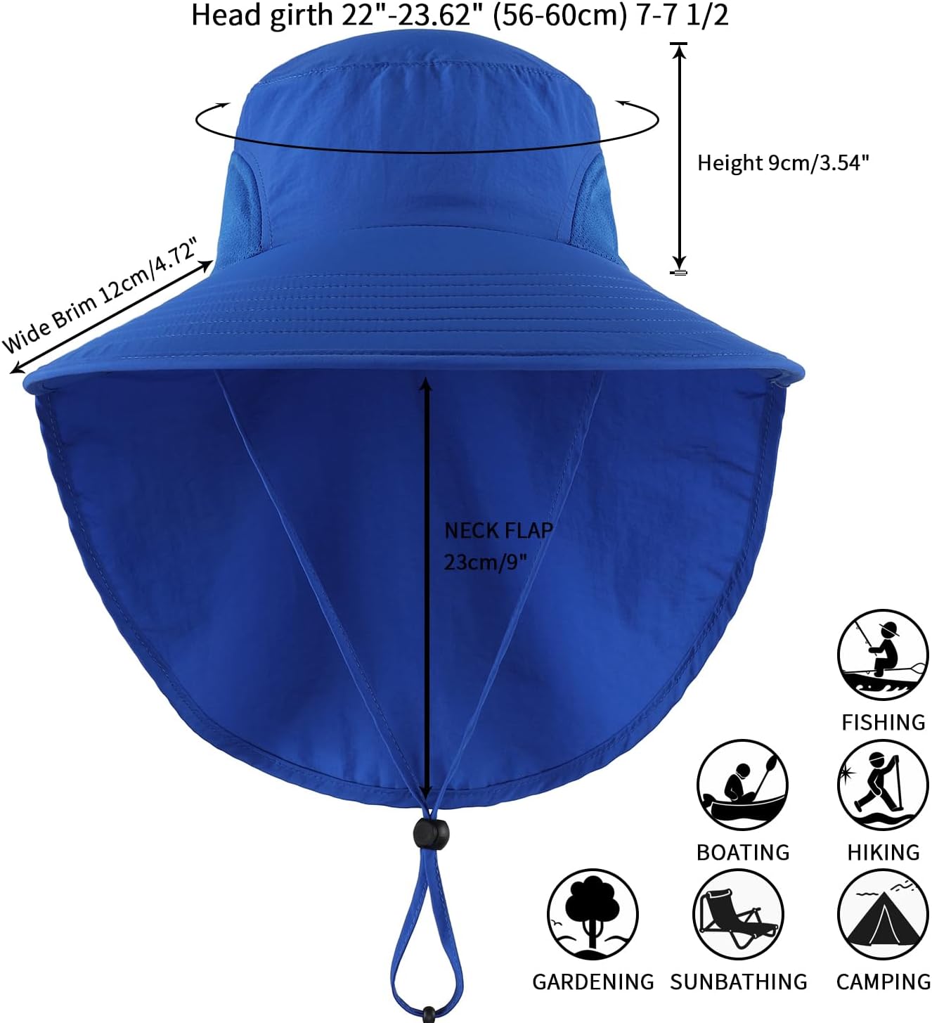 Sombrero sol UPF50 malla ala ancha con solapa cuello
