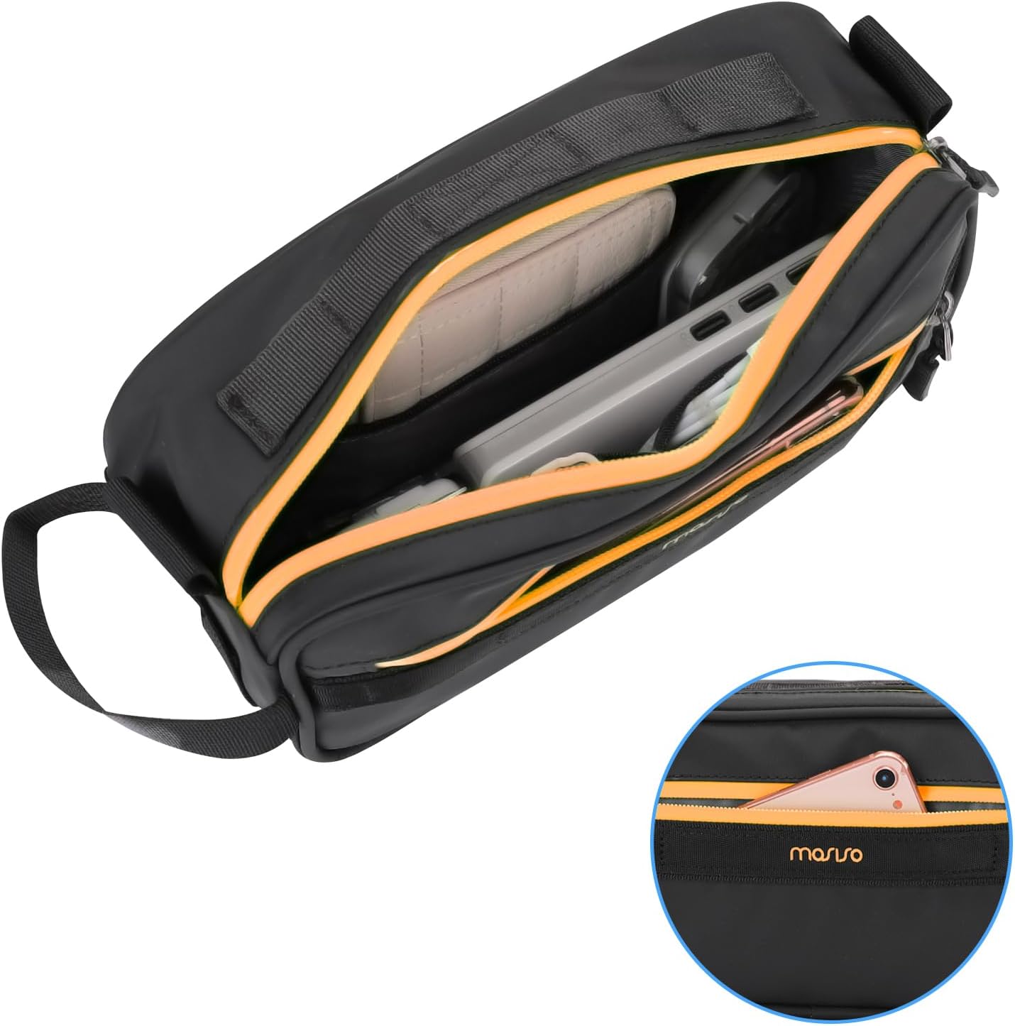 Bolsa manillar bicicleta multifuncional impermeable con correa