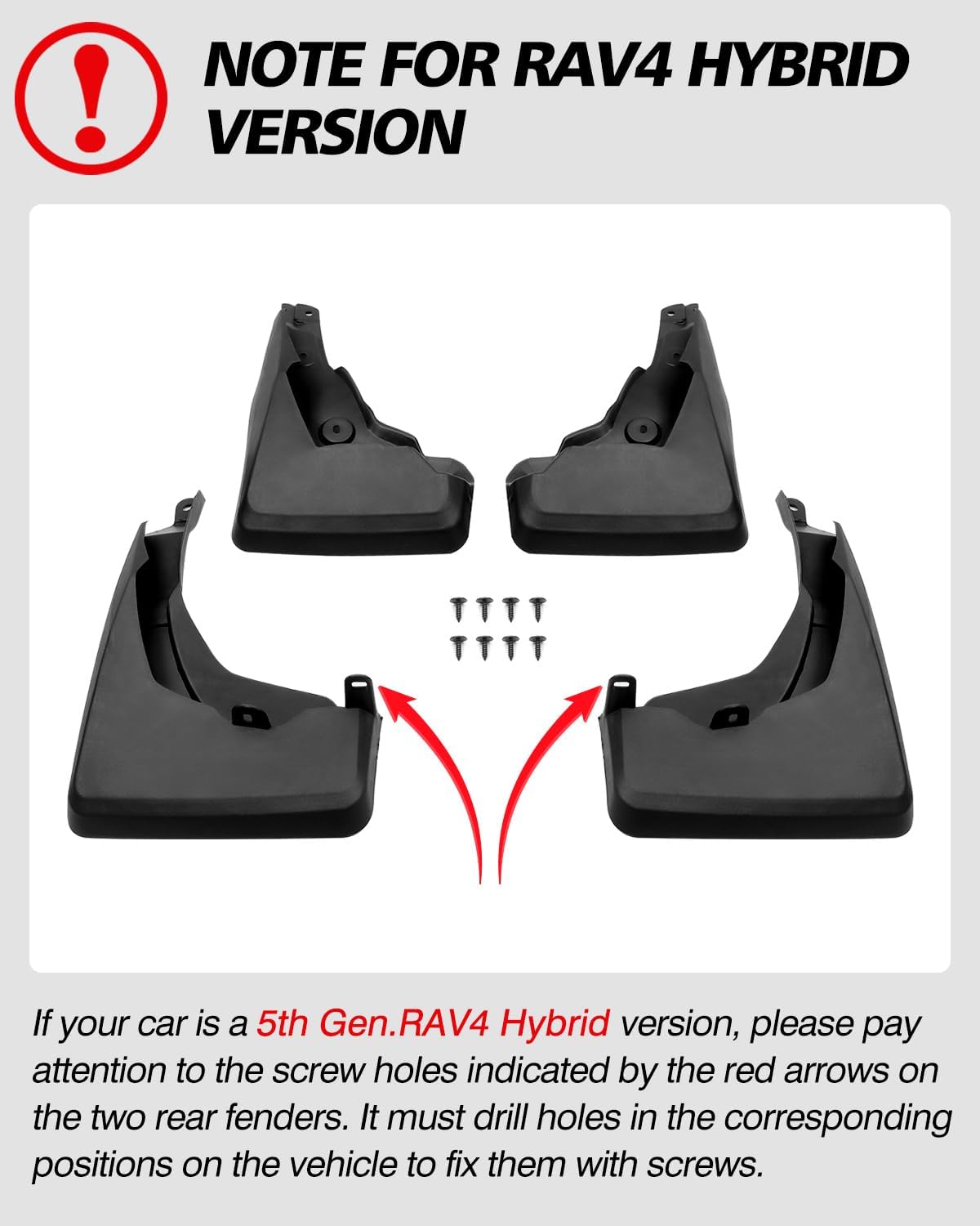Set 4 Guardabarros RAV4 ABS Negro Moldeados
