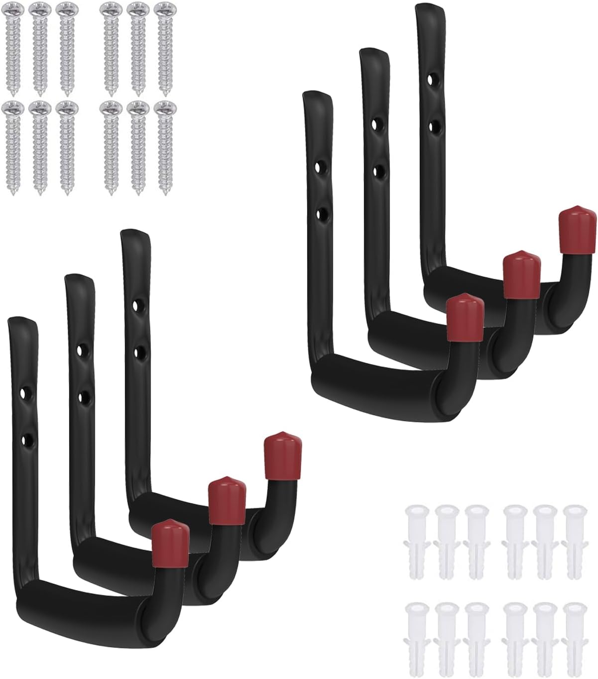 6 Ganchos Garaje Acero Espuma EVA 4.56" Colgar Bicicletas