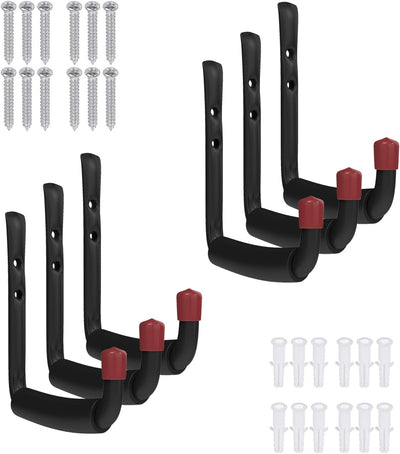 6 Ganchos Garaje Acero Espuma EVA 4.56" Colgar Bicicletas