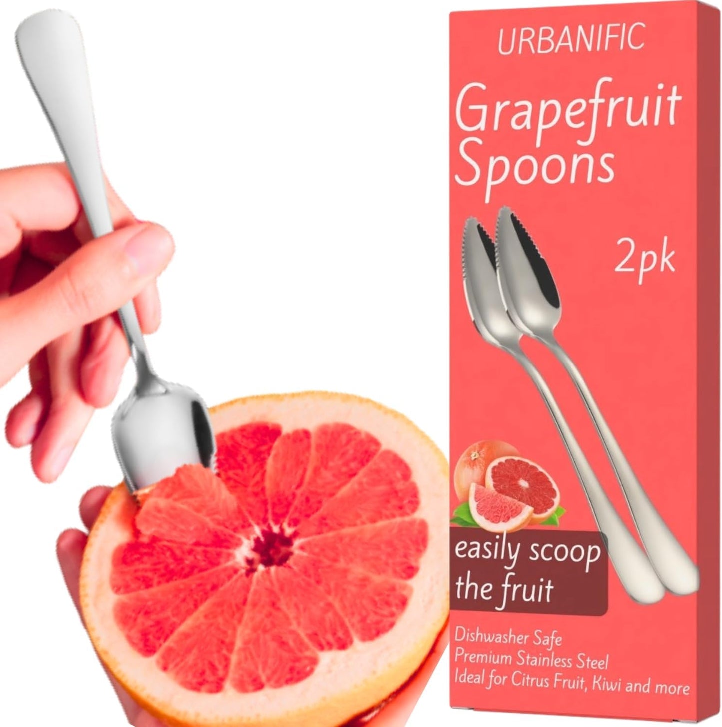 Cucharas acero inox serradas para toronja y naranjas 2 pzas