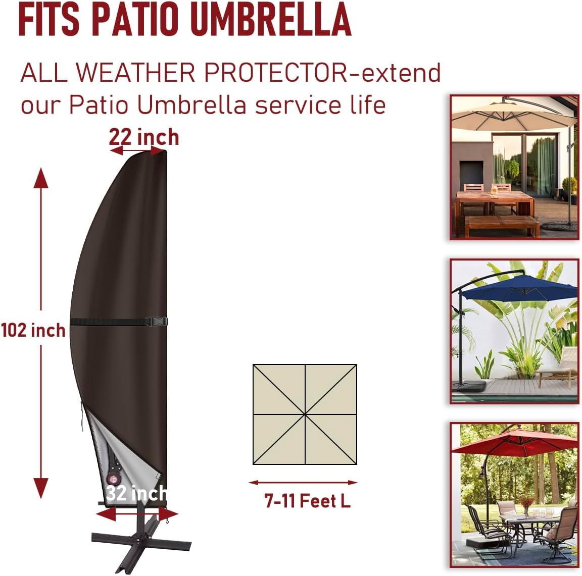 Funda impermeable sombrilla patio 9-14" comp 12-14"