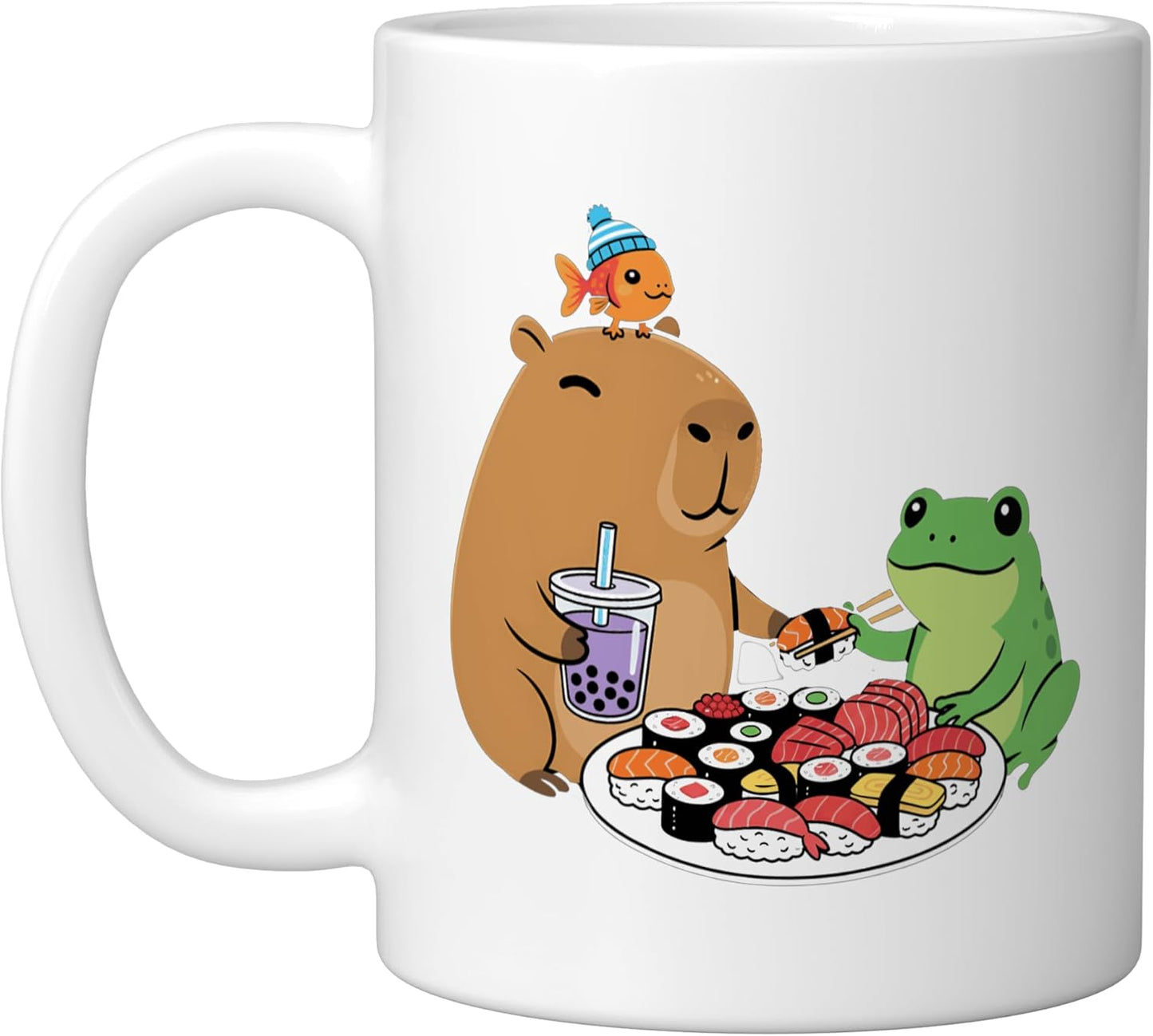 Taza Cerámica Kawaii Japonesa para Sushi y Bubble Tea
