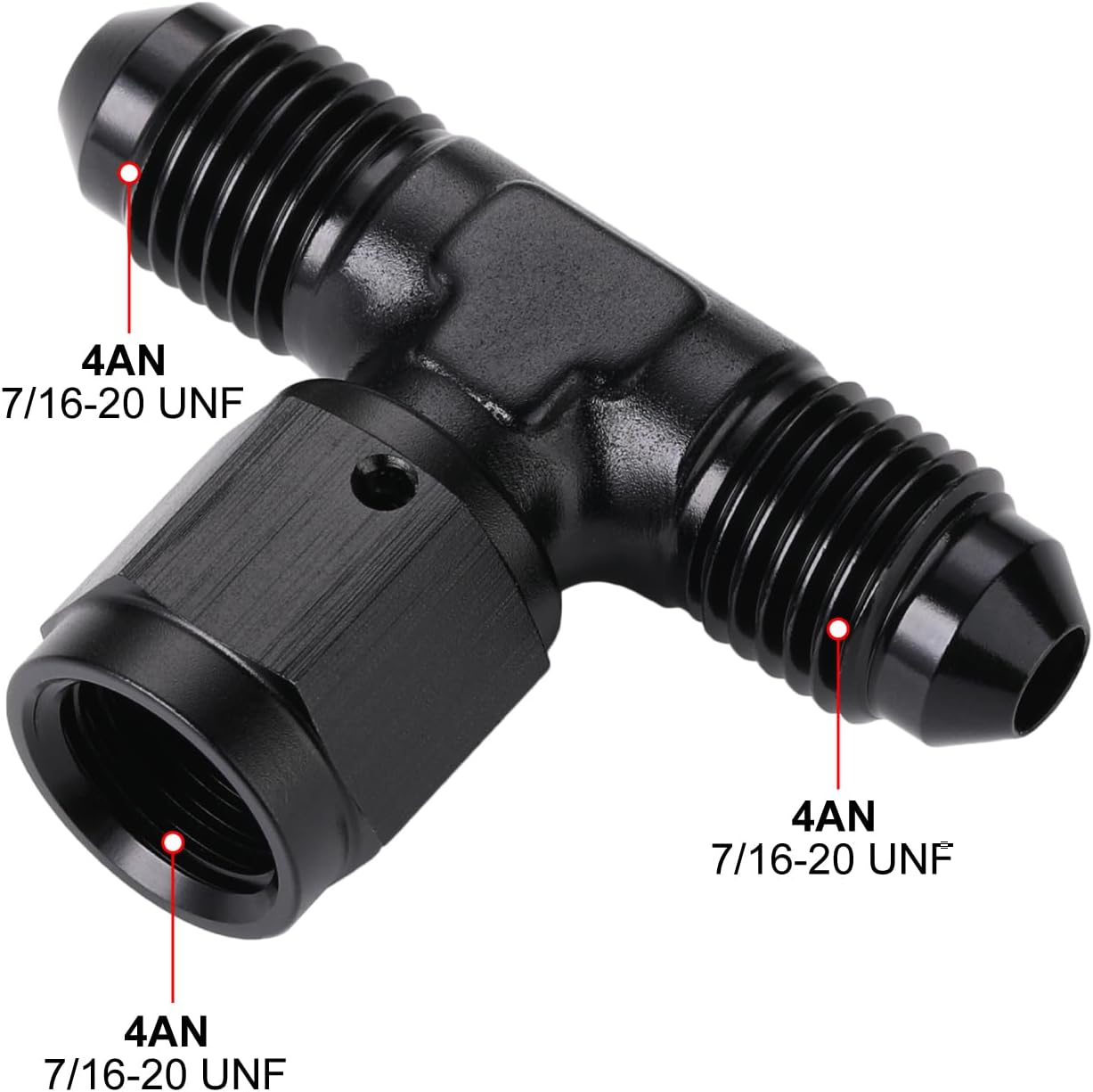 Adaptador Tee T AN4 con hembra giratoria aluminio negro