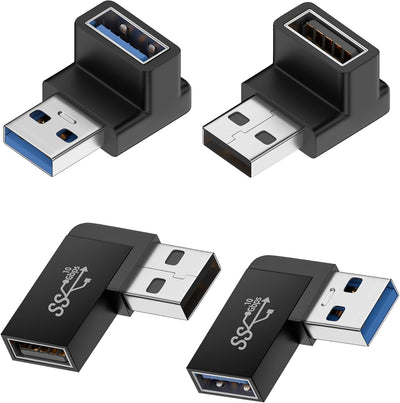 Adaptador USB 3.0 macho a hembra 90 grados 4uds