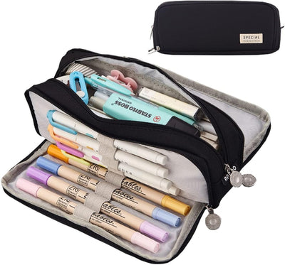 Estuche portátil para lápices oficina viaje color negro