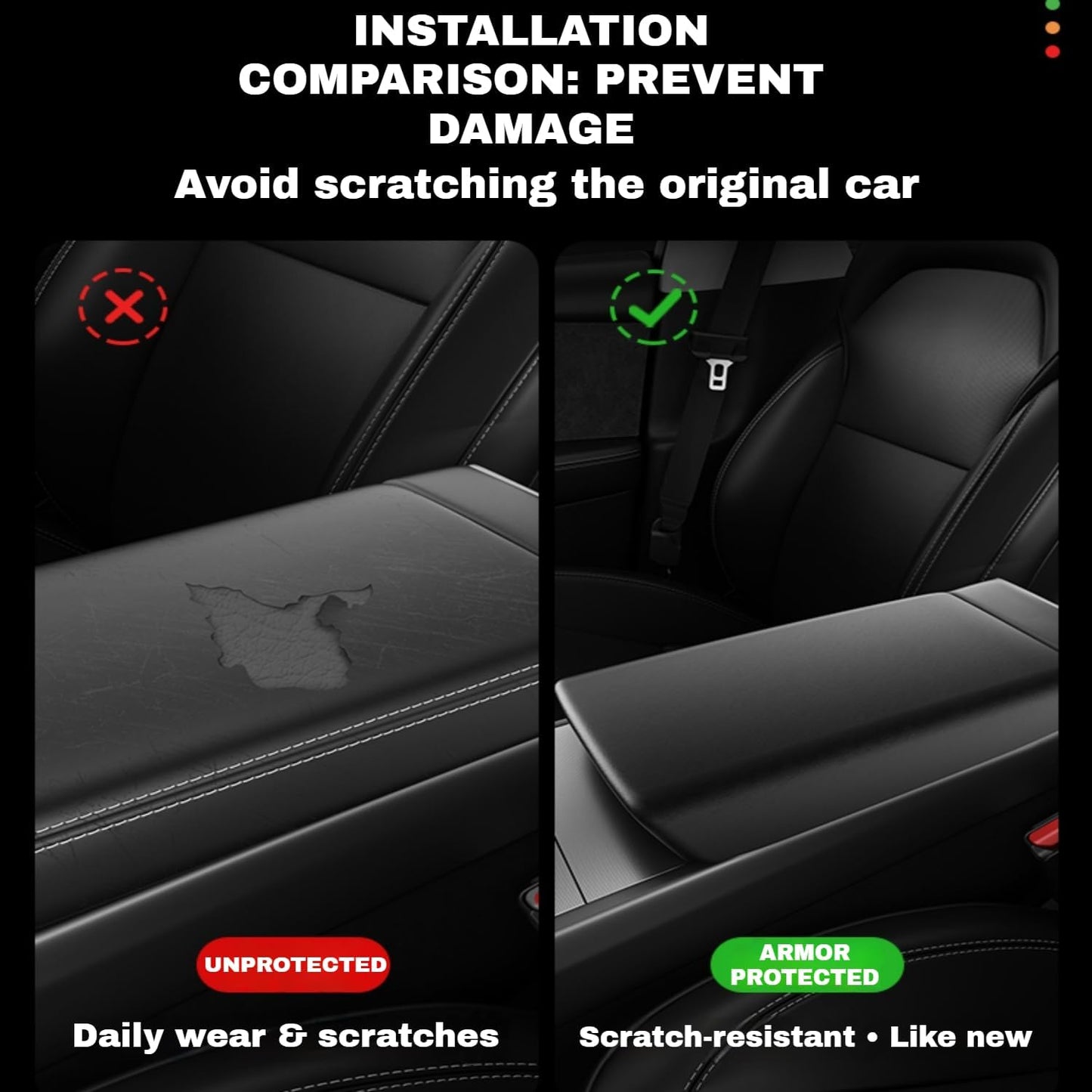 Funda reposabrazos consola Tesla Model 3 negro TPE