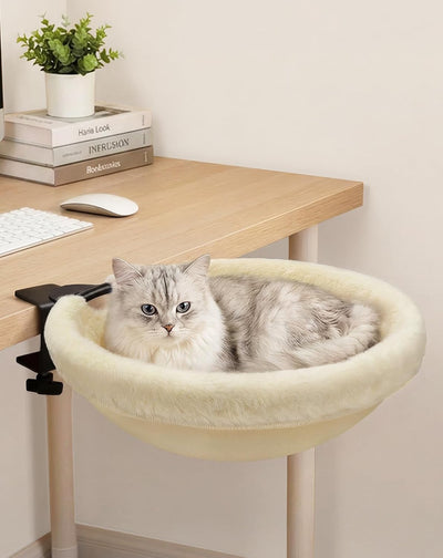 Cama escritorio gato giratoria 16x16pulg funda lavable estable 50lb