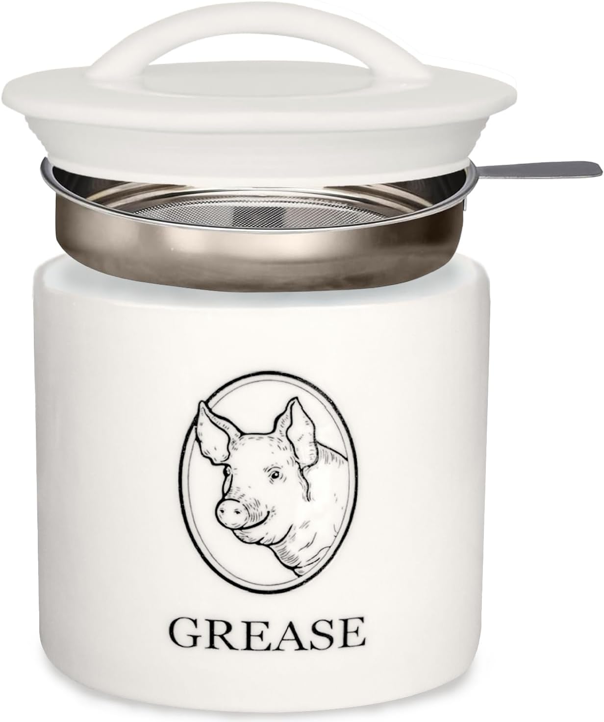 Recipiente cerámica blanca con colador 24oz