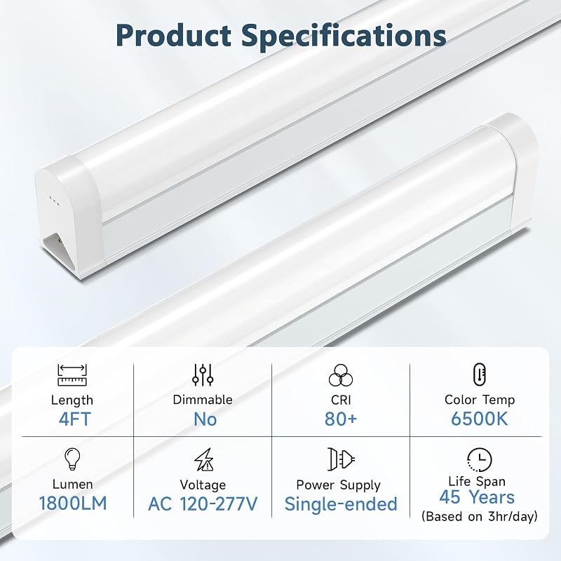 40 Luces LED T5 6500K 1800LM para Garaje Taller