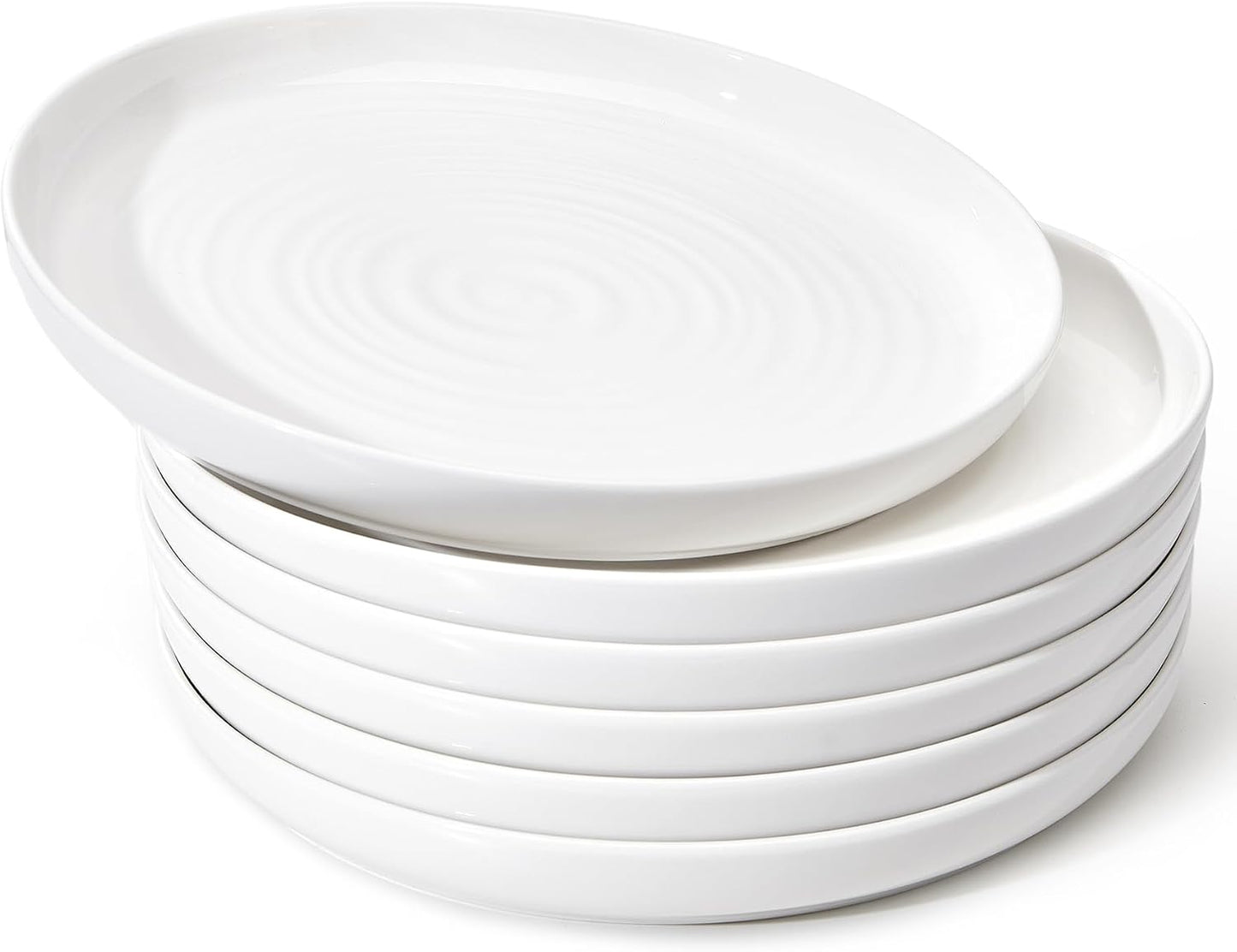 6 Pzas Platos Porcelana 10.5pulg Resistentes Blanco