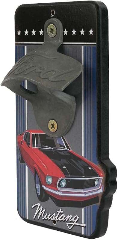 Abridor botellas madera metal Ford Mustang vintage
