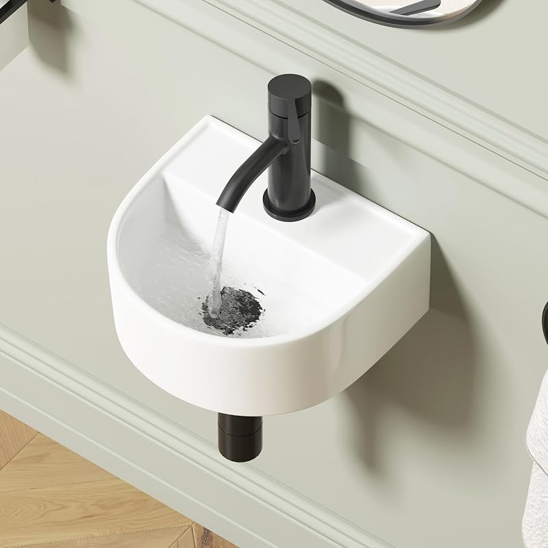 Lavabo colgante pared cerámica blanco 12.5x11.5