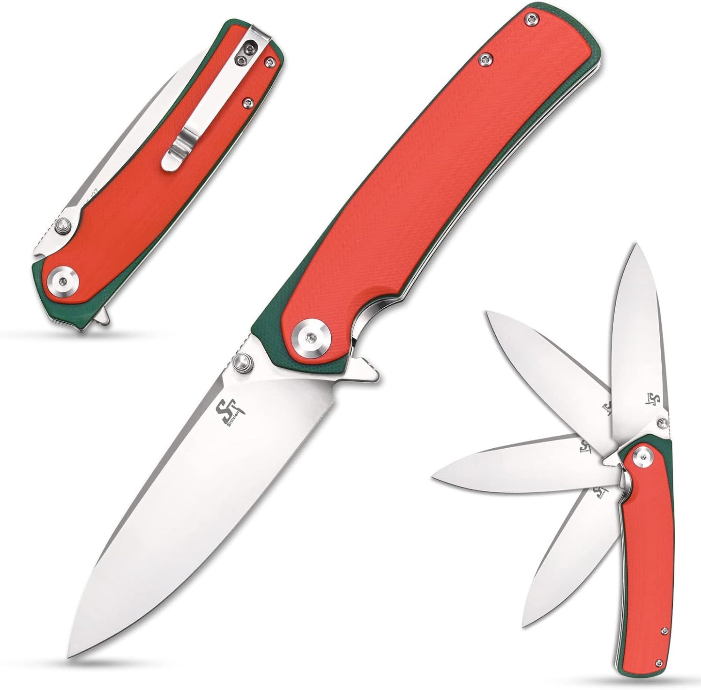 Cuchillo plegable D2 G10 rodamientos EDC clip acampar
