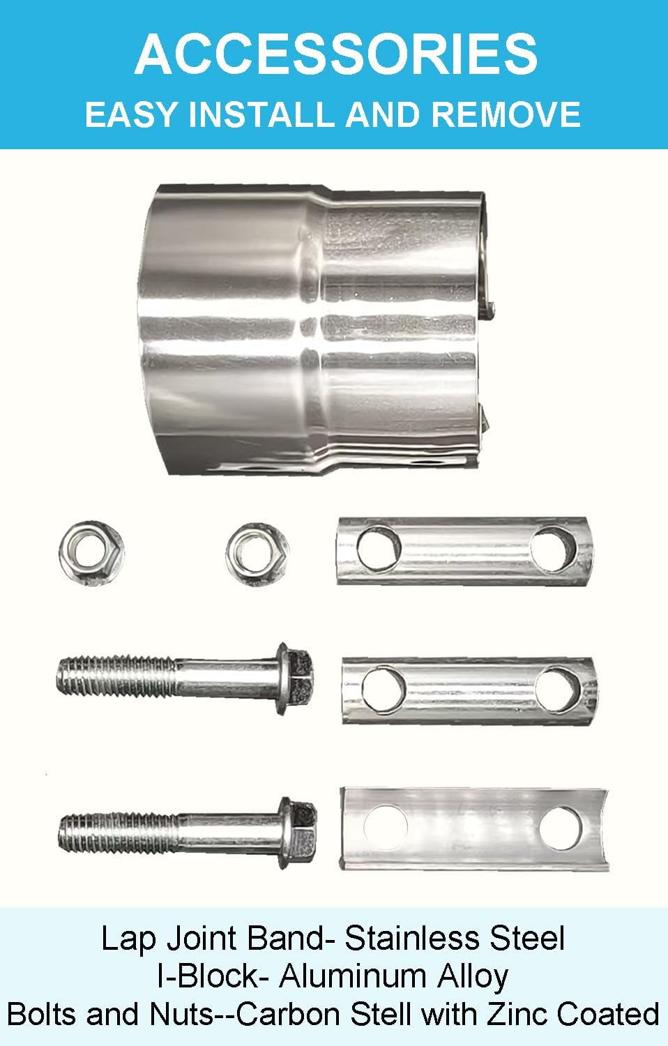 Abrazaderas escape 2.5pulg acero inox 304 para reparación