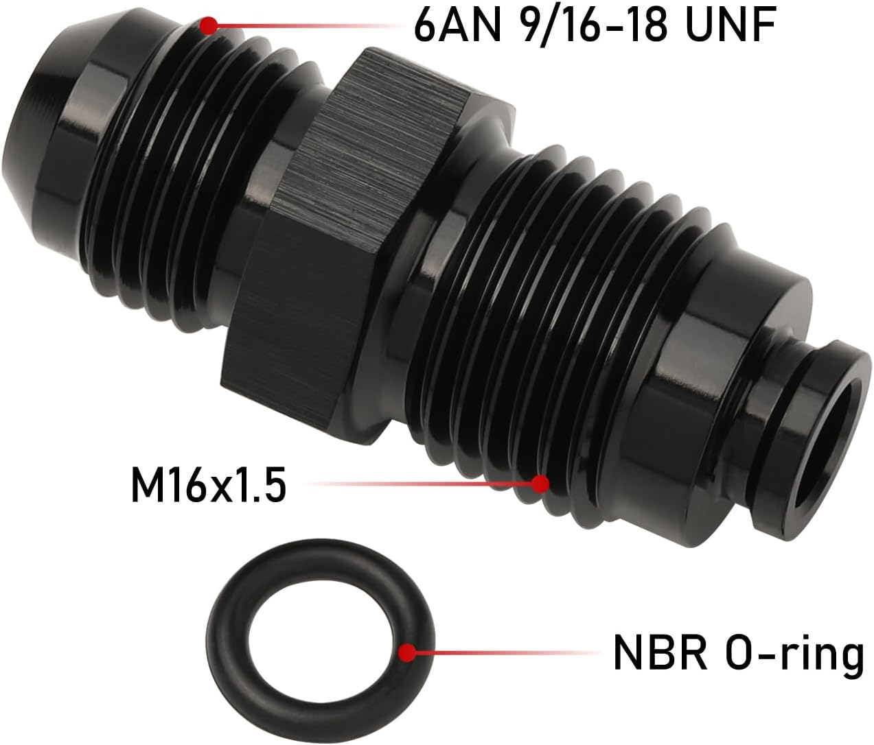Conector hidráulico M16x1.5 junta tórica aluminio negro