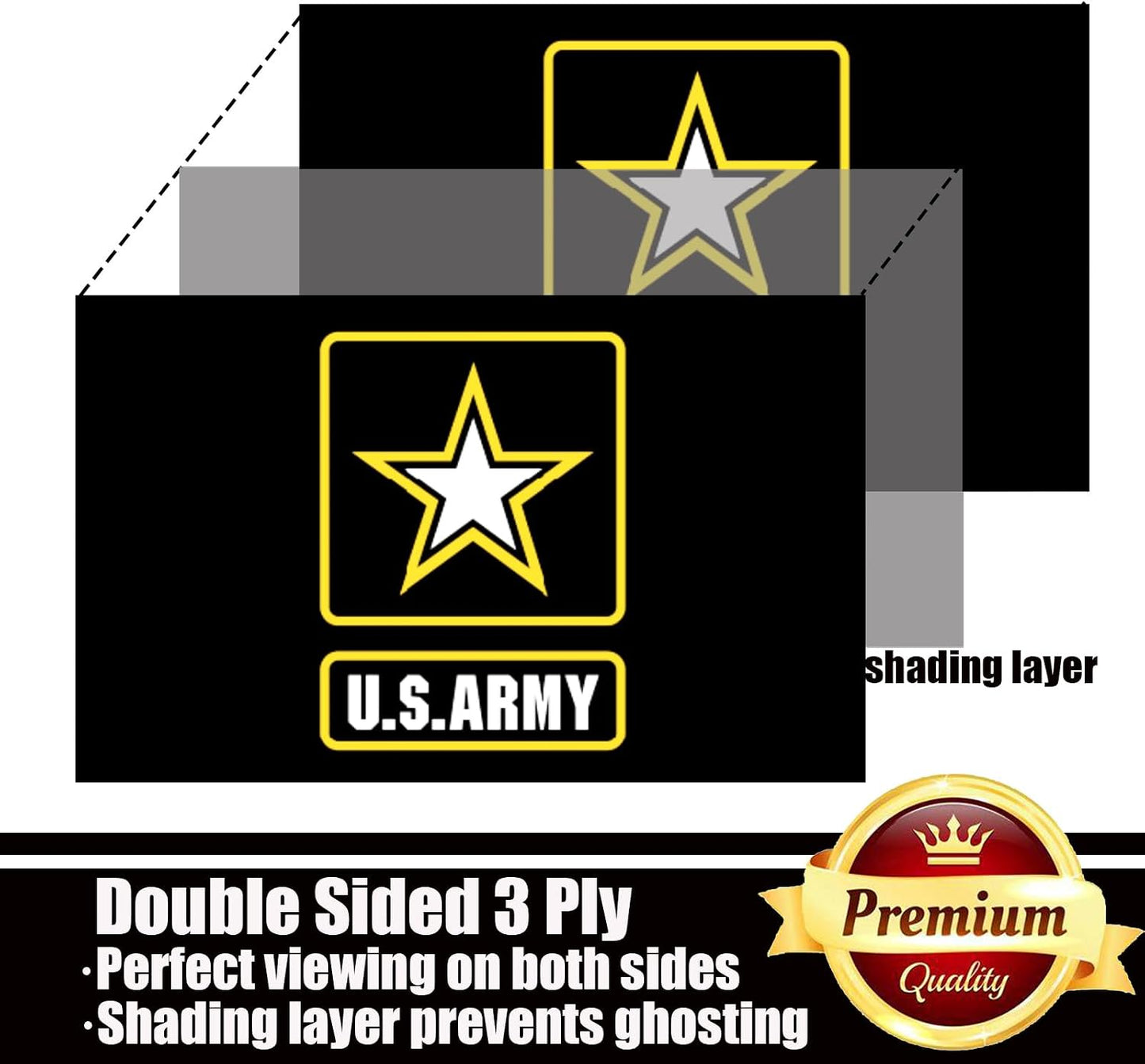 Bandera militar EE.UU. 3x5 doble cara 3 capas poliéster
