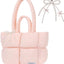 Bolsa acolchada con dije lazo estilo coreano para mujer