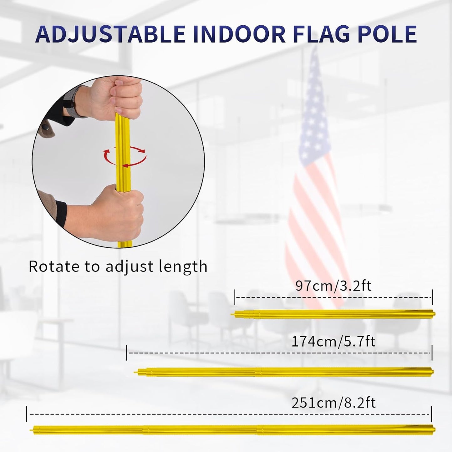 Kit mástil bandera interior aluminio 6-8ft base pesada