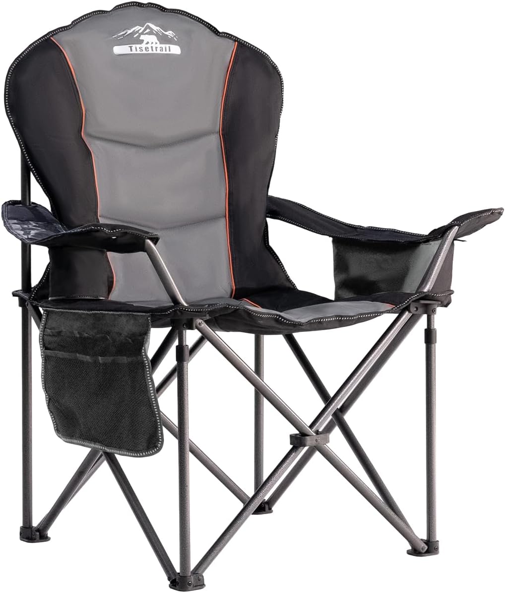 Silla campamento gran tamaño acolchado 500lb plegable negro
