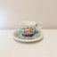 Set taza café y platillo cerámica pintada a mano 3oz
