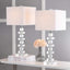 2 Lámparas Mesa Cristal 28.5" USB Iluminación Cromada