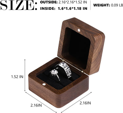 Caja madera soporte anillos doble ranura negro