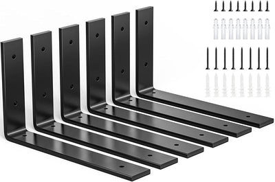 Soportes estante negro 10x6pulg 6pzas acero garaje cocina baño