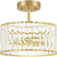Lámpara techo moderna cristal dorado cepillado 3 luces 12"