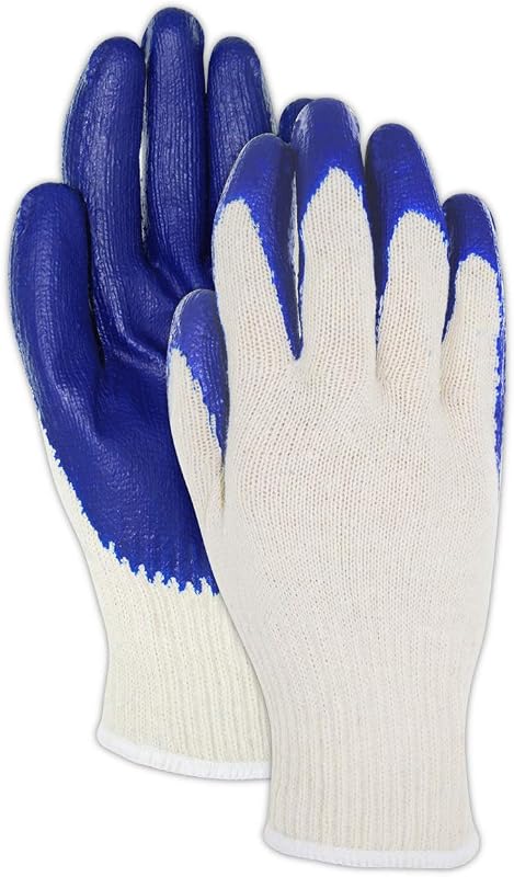 Guantes algodón/poliéster con látex 36 pares blanco azul