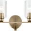Lámpara tocador 14.25pulg 2 luces vidrio bronce champán baño