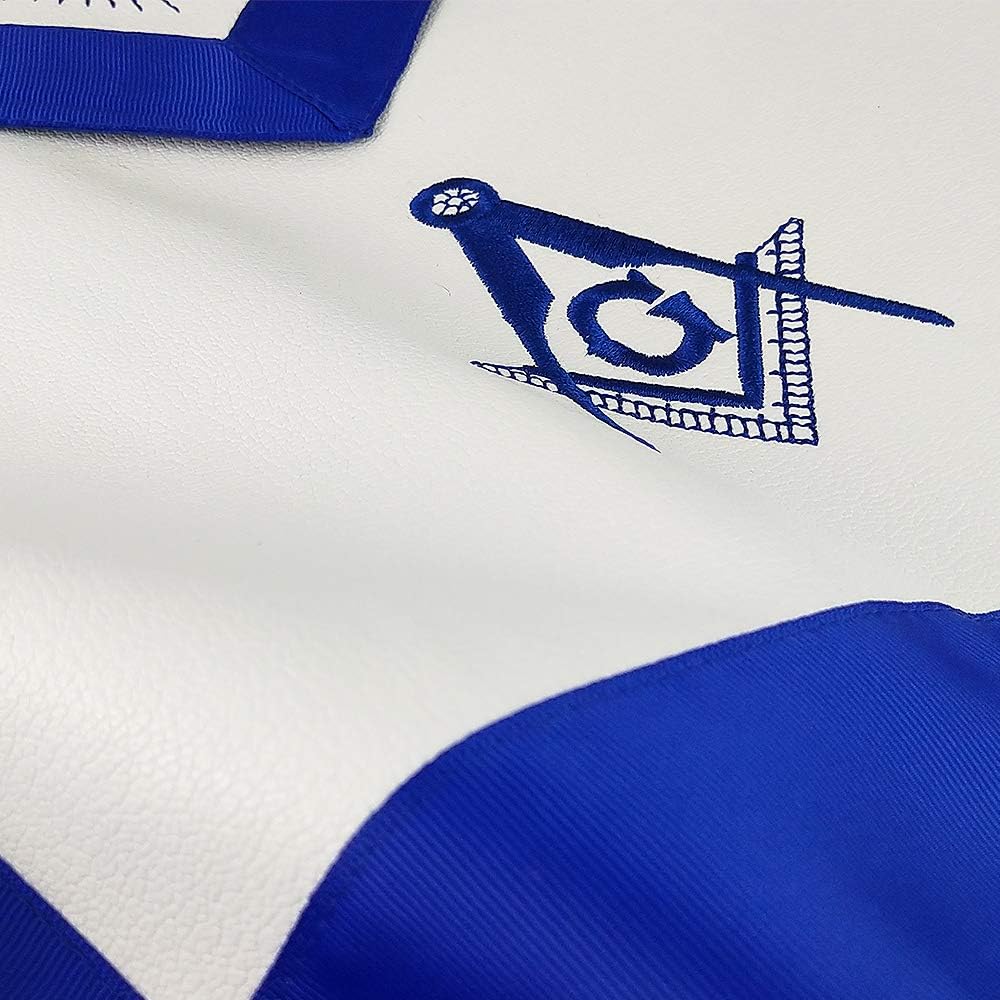 Delantal Masónico Cuero Sintético Azul Cinta Grosgrain Bordes