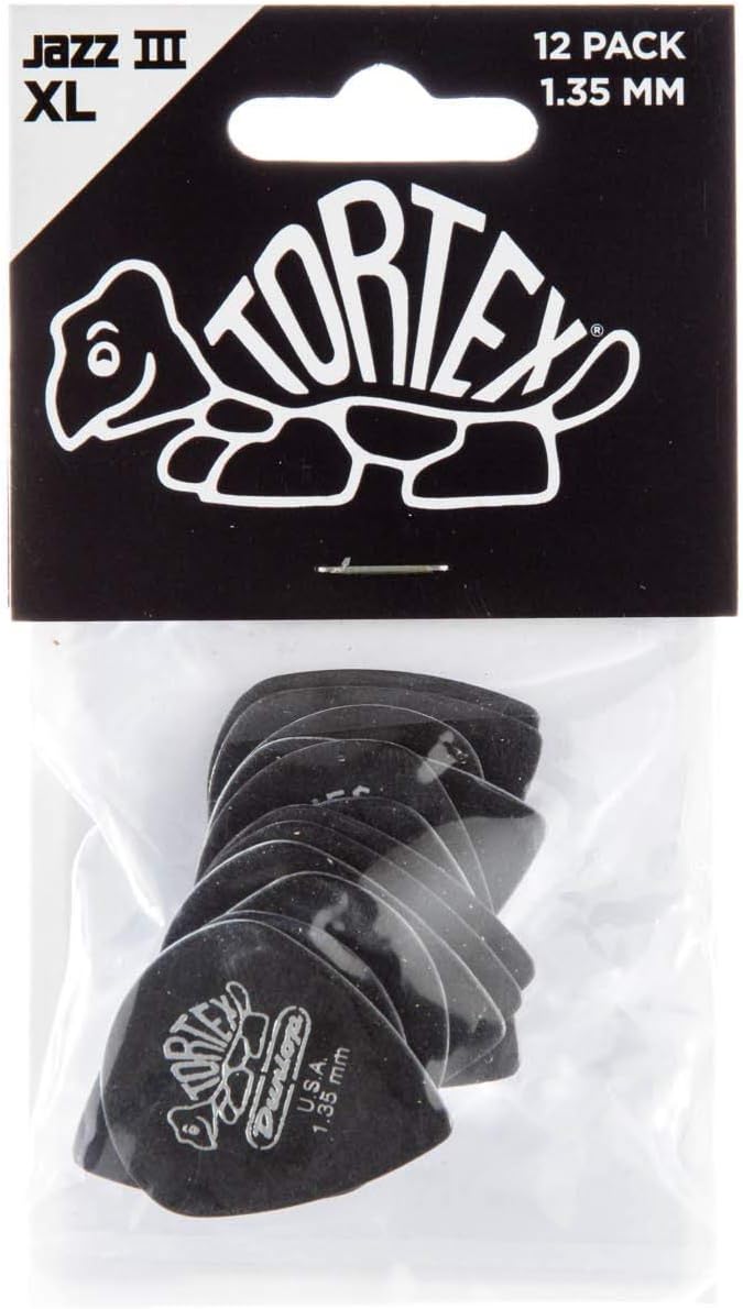 Paquete 12 cuerdas Dunlop Tortex Jazz III XL Negro 0.053pulg