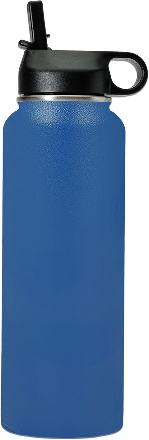 Botella agua acero inox doble pared popote 40oz azul