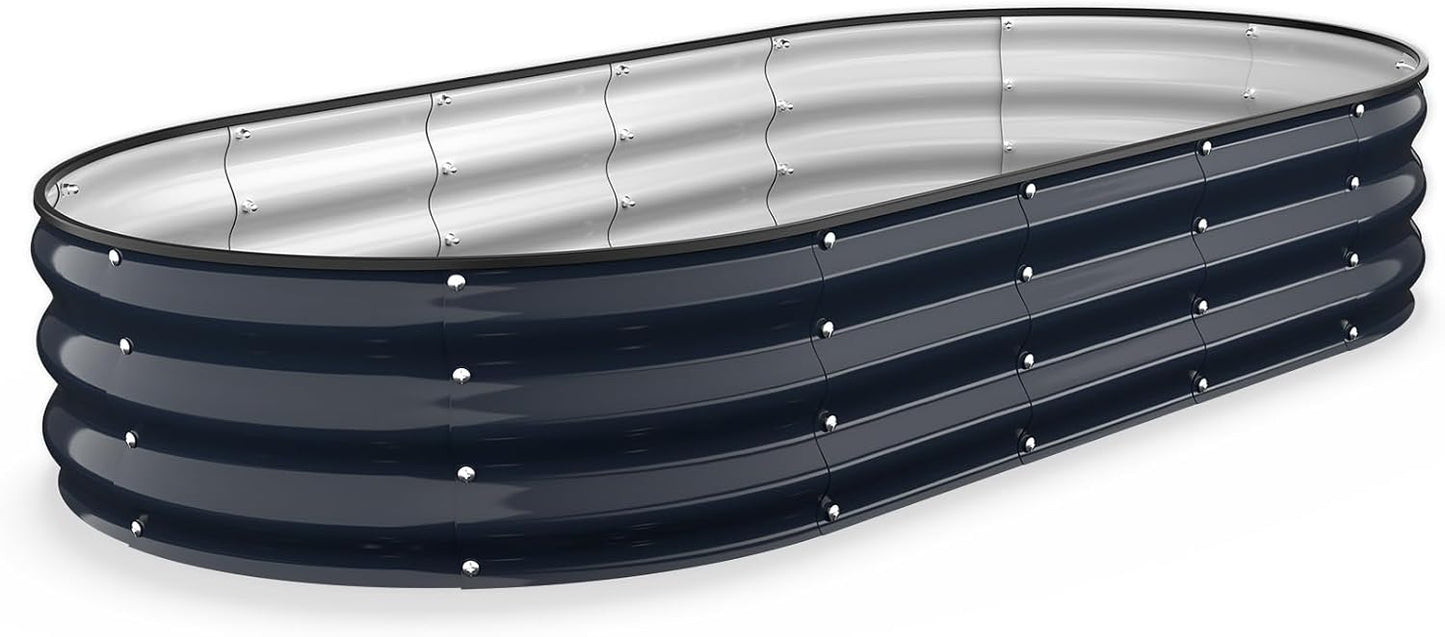 Cama jardín elevada acero galvanizado 6x3" oval azul