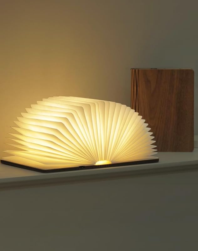 Lámpara libro madera 5.7pulg led plegable hogar biblioteca