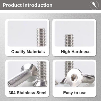 Tornillos avellanados M2x40mm acero inox 304 brillante