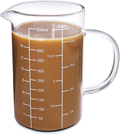 Taza medidora vidrio borosilicato 16.9oz con mango aislado