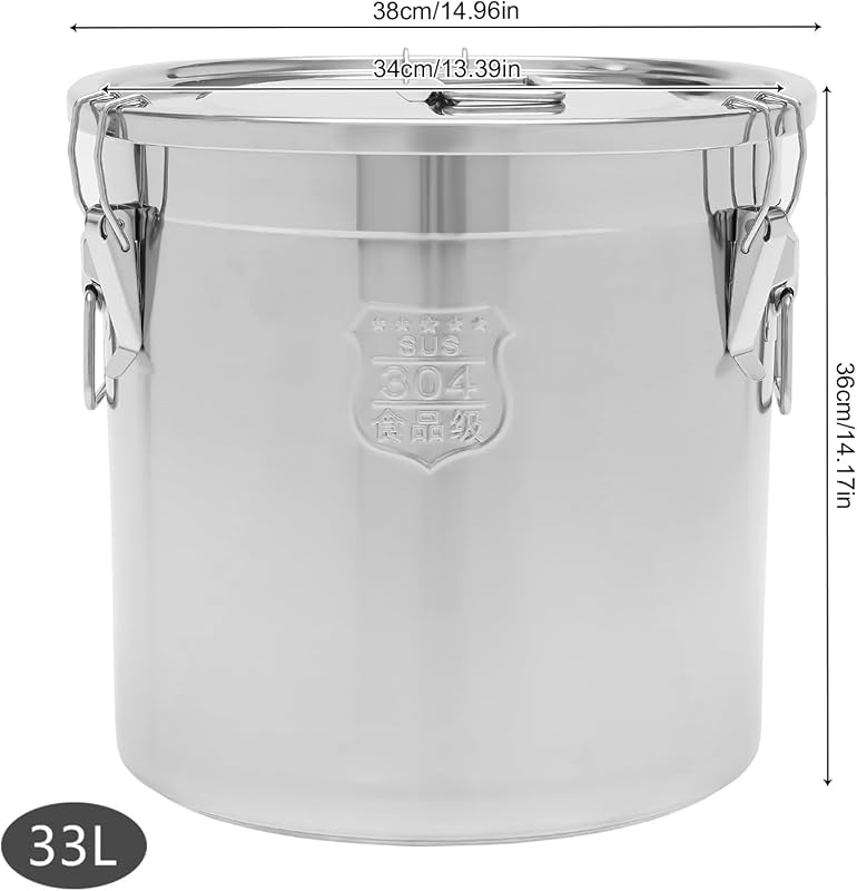 Recipiente acero inox 304 33L para granos y aceite cocina