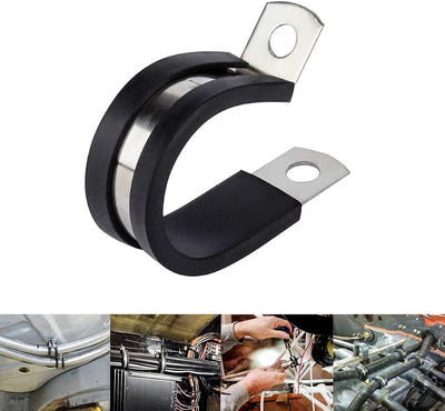 10 Abrazaderas Acero Inox 1.25pulg Aisladas Goma Soporte Tubo