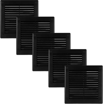 Cubierta ventilación plástico negro 4.5x4.5pulg set 5