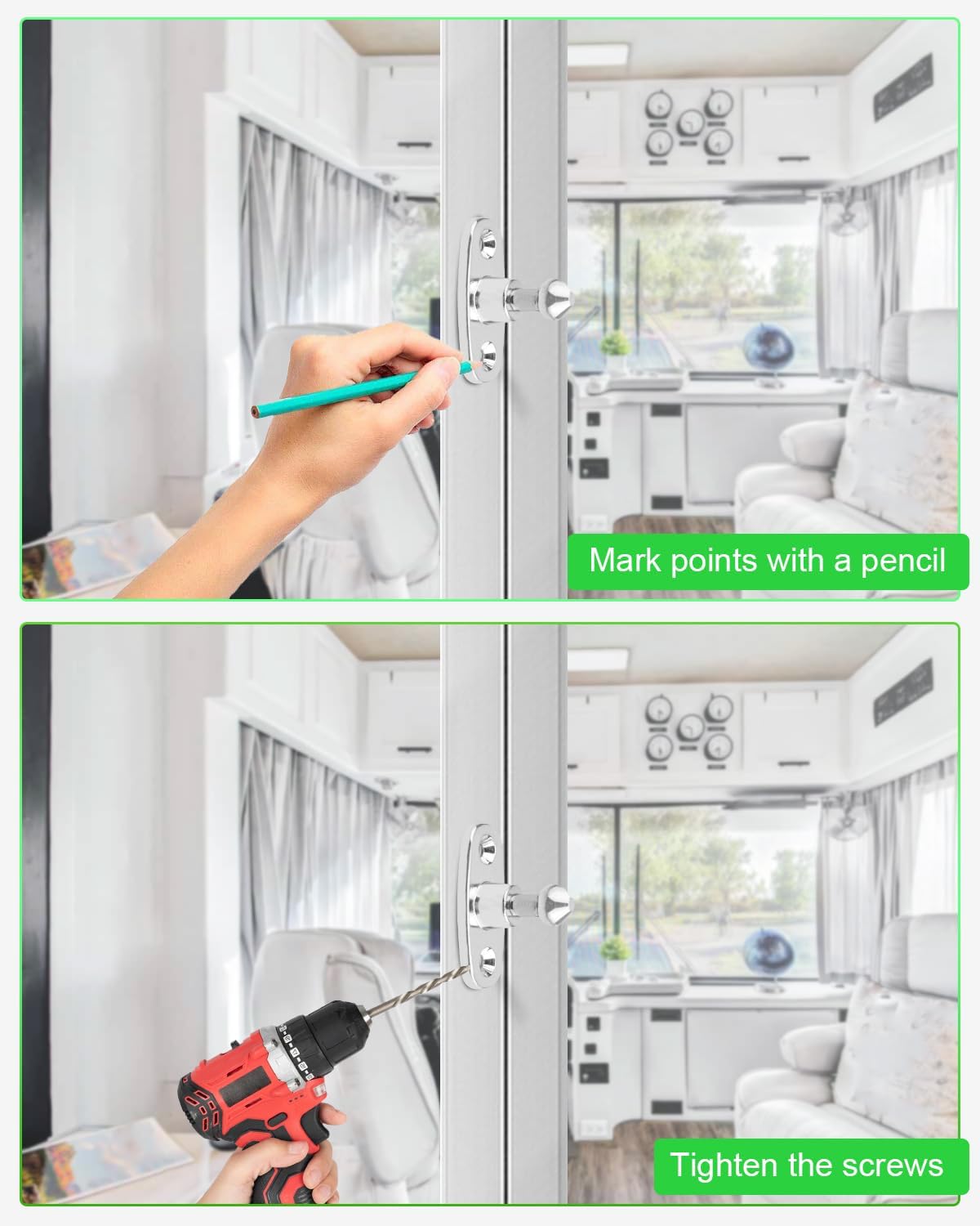 Soporte puerta RV con émbolo y zócalo resistente