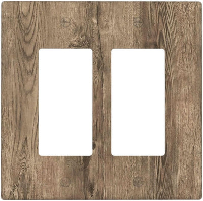 Placa interruptor doble madera marrón oscuro decorativa para hogar