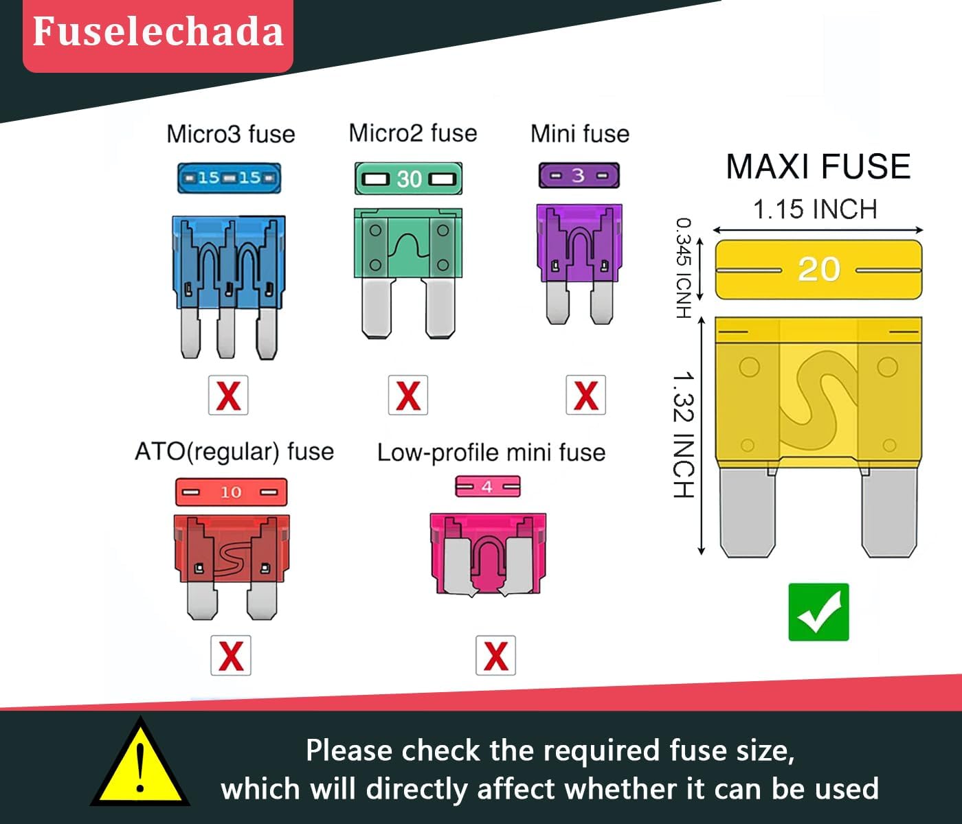 18 Fusibles Maxi 50A 32V Cuchilla Automotriz para Coche Camión