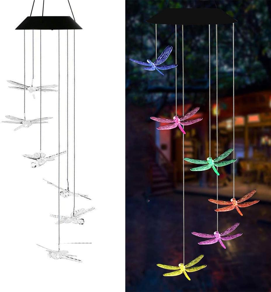 Campana viento solar resistente agua con luz LED jardín