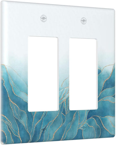 Placa interruptor doble 2 gang marfil cubierta mármol azul