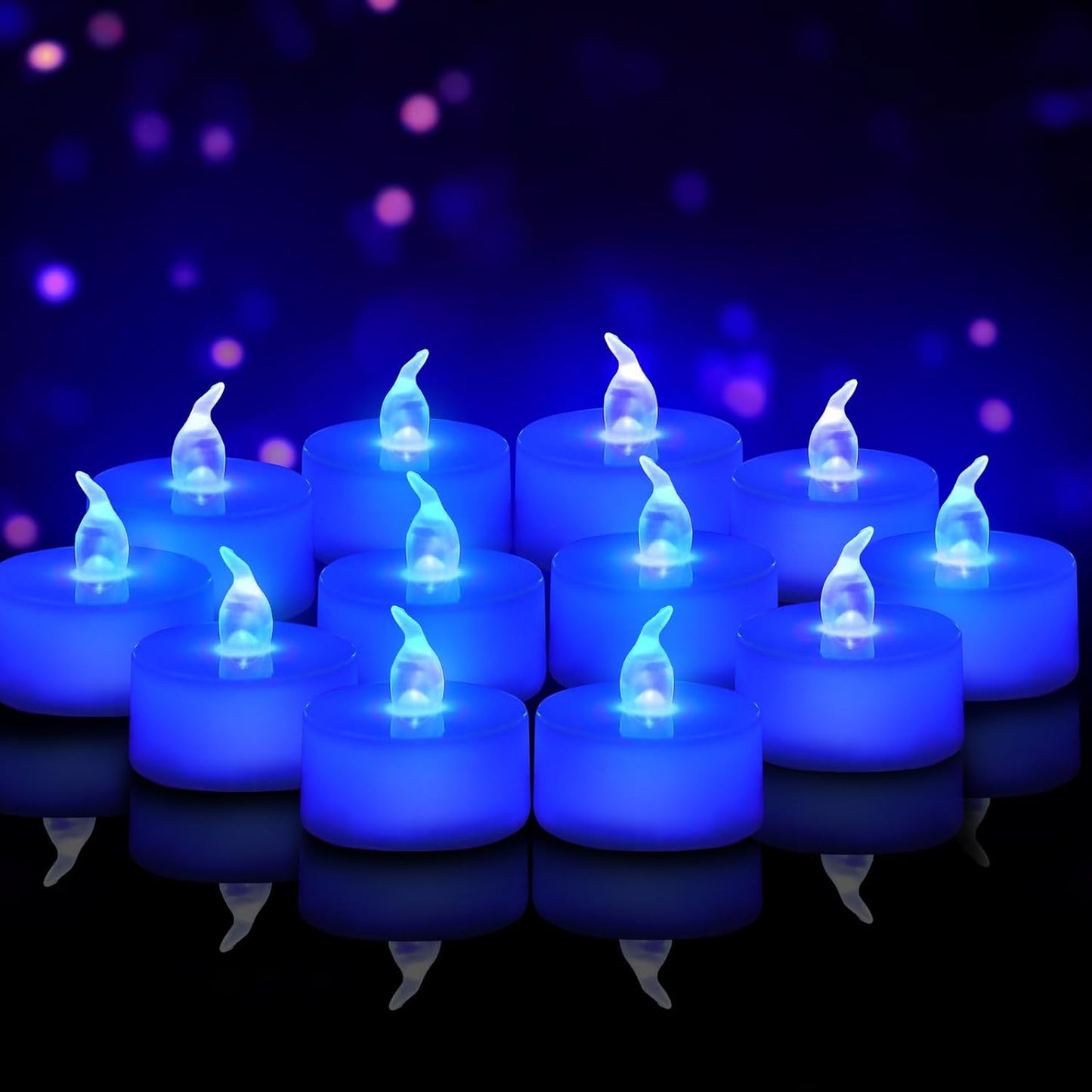 Velas LED sin llama parpadeantes 200h base azul pack 12