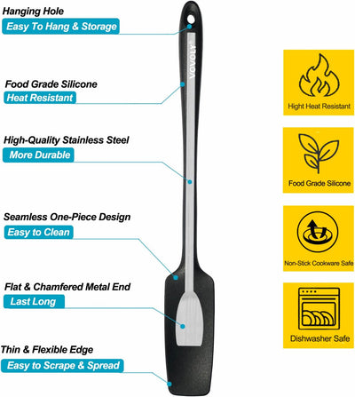 Espátula silicona mango largo resistente 600ºF acero inox