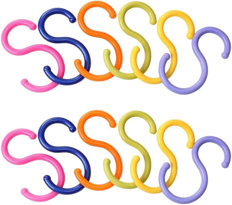 Ganchos S plástico colores 12uds para ropa y cocina